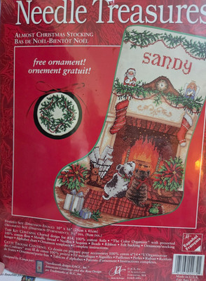 Needle Treasures #02974, ''ALMOST CHRISTMAS'' Cross Stitch Stocking Kit ~ Sealed