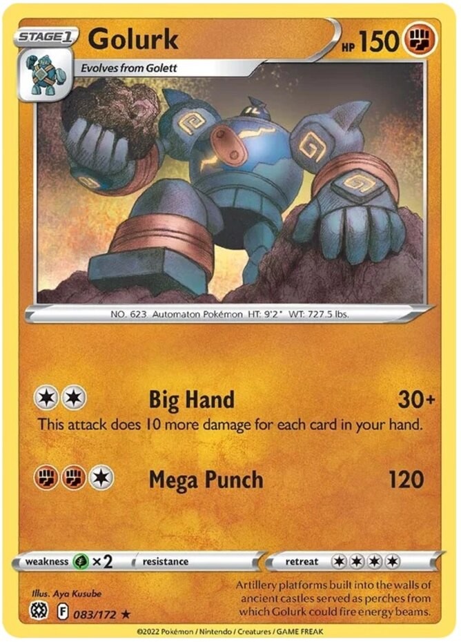Golurk - 083/172 - Rare (Lp) Brilliant Stars - Fighting Pokémon