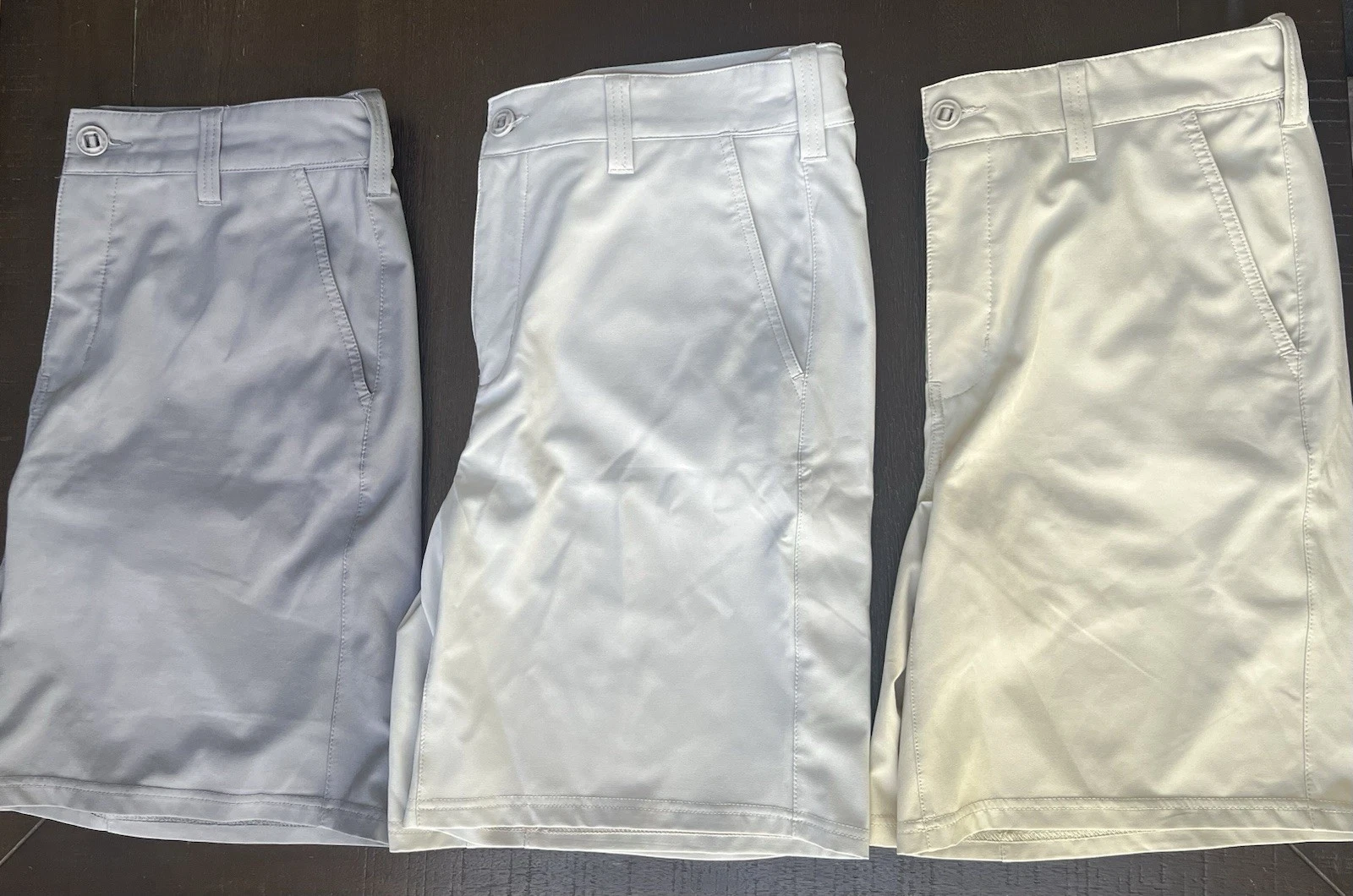 NEW!! Huk Next Pursuit 8.5 Fishing Shorts Bundle (3) MEDIUM Go-dry Tan/Gray $60