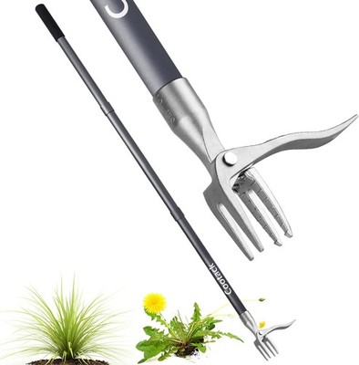 52in Weed Puller Long Handle Stand Up Weeder Stainless Steel Claw Tool