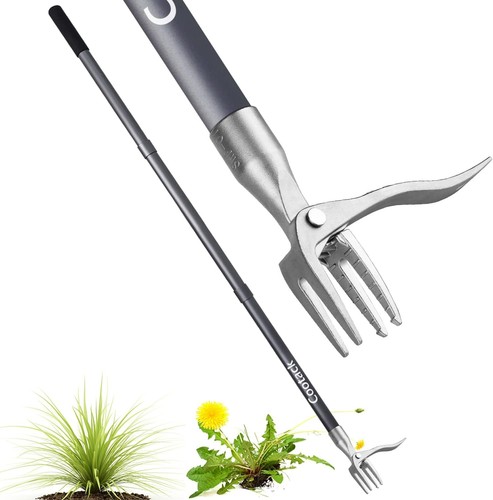 52in Weed Puller Long Handle Stand Up Weeder Stainless Steel Claw Tool