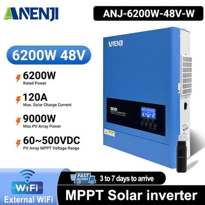 ANENJI 6200W 48V Solar Wechselrichter Hybrid MPPT 120A 500V Duale Ausgänge WIFI