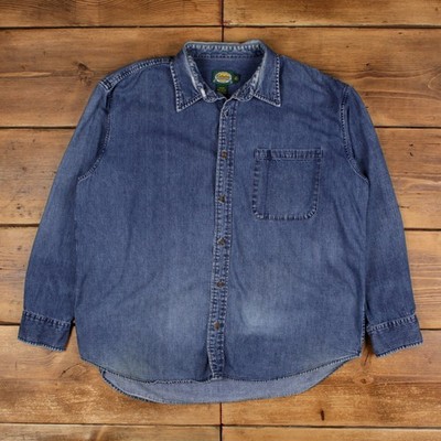 Vintage Cabela's Jeanshemd Knopf XL Herren Langarm Blau Einfarbig