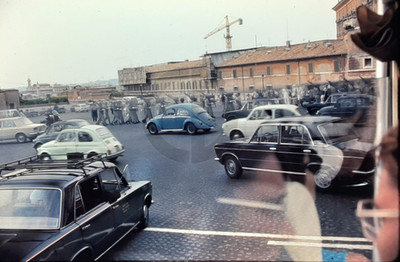 Soldiers on the Street in Curacao, Volkswagen Beetle+: 1970's 35mm Slide