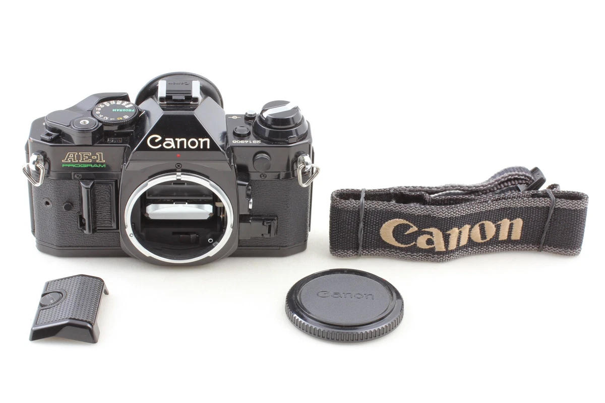 [Casi COMO NUEVO con correa, tapas] Cámara fotográfica programa Canon AE-1 cuerpo negro de JAPÓN
