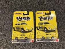 Matchbox 1962 Volkswagen Beetle Peeps Candy, Easter Edition Yellow Lot Of 2