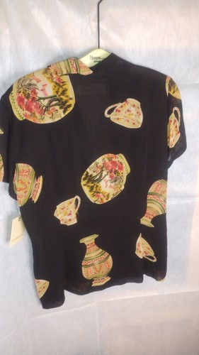 Neu mit Etikett ~ Vintage ~ 1990er ~ Dana Buchman 100 Prozent Seide ~ Größe 4 Small Teetassenkanne Hemd - Bild 8 von 11