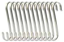 12-Pack Size Medium Flat S Hooks Heavy-Duty Genuine Solid 304 Stainless Steel...
