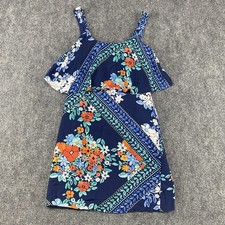Maeve Anthropologie Dress Womens 2 Blue Floral Ruffle Sleeveless Lined Summer