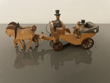 Vintage Wooden Horse Drawn Stage Coach c1950s 4in Erzegeberg Wedding