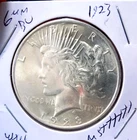PEACE SILVER DOLLAR 1923 GEM BU MS++++++ HIGH GRADE 90% SILVER DOLLAR