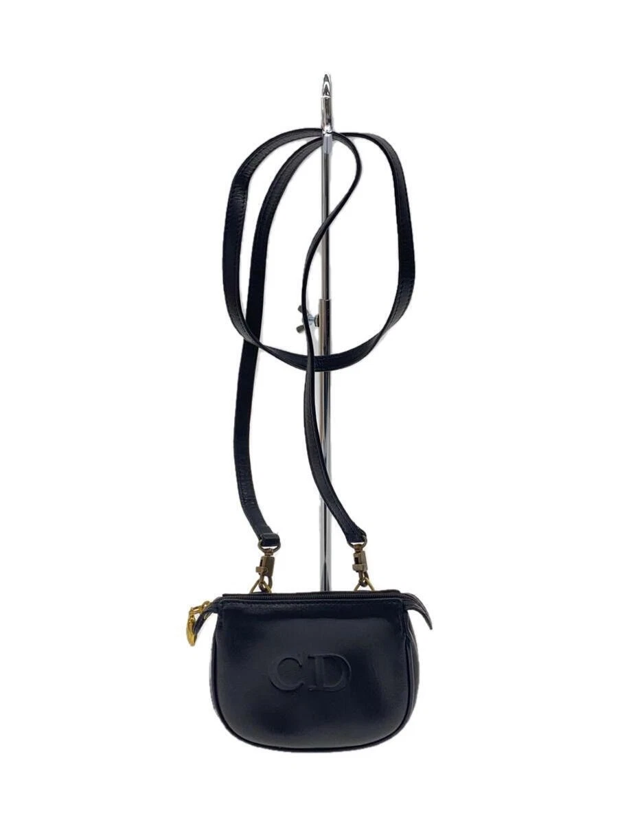 Christian Dior Sac à Bandoulière Cuir de Vache Noir CD Logo Pochette Christi