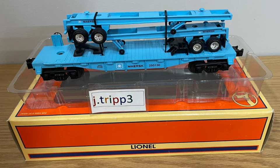 Lionel #36092 Maersk Flat Car O Gauge Train 2 Trailer Frames Intermodal Shipping - Image 3 of 4