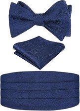 Men'S Paisley Cummerbund and UNTIED Bow Tie Hanky Set