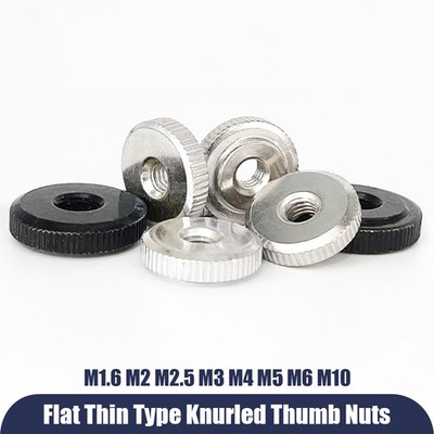 Thumb Nut M1.6 M2 M2.5 M3 M4 M5 M6 Carbon Steel Knurled Flat Thin Type Hand Grip