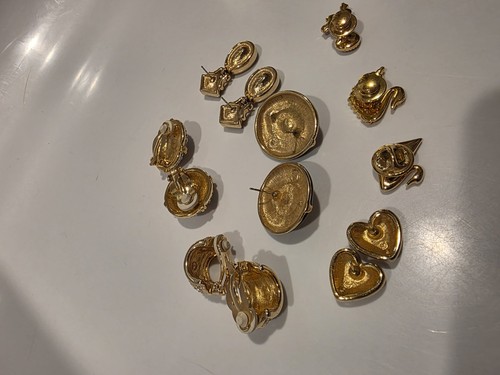 Swarovski Swan Mark Earring And Pin Lot Hearts Crystals Clip Post Look - Picture 7 of 7