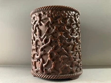 Chinese Natural Bamboo Hand-carved Exquisite Brush Pot 4050