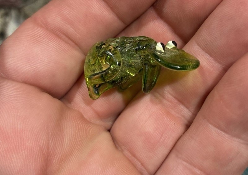 Tiny Vintage Hand Blown Glass Frog Hand Painted Mini Figure