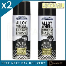 2 x CARPRIDE ALLOY WHEEL BLACK MATT SPRAY PAINT FOR RESTORING WHEELS TRIMS 400ML