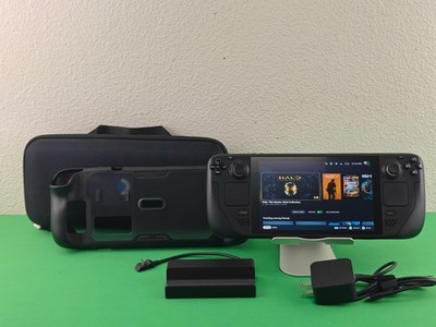 Valve Steam Deck 512GB LCD Handheld Console w/ Case's,Charger,Dock GOOD