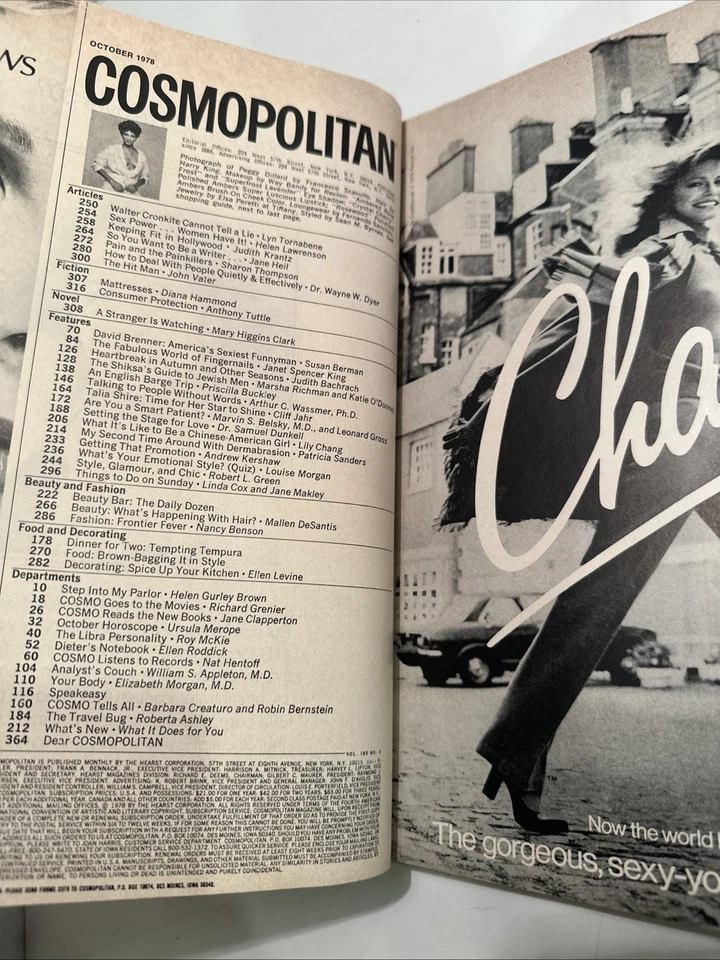 Cosmopolitan October 1978 Magazine David Brenner, Judith Krantz, Fashion Foto 3 de 4