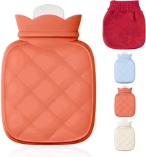Small Hot Water Bottle Bag for Hot & Cold Compress with Cover,Microwave Heating 