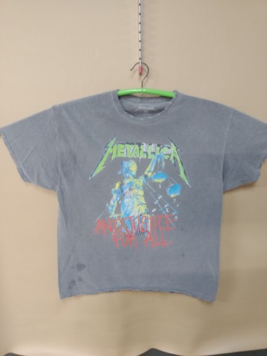 Vintage Herren Metallica Justice For All T-Shirt grau Rockband distressed Größe Large