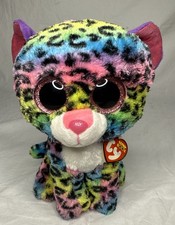 TY Beanie Boos Dotty Leopard Plush 9” Rainbow Glitter Eyes 2017 Medium Size