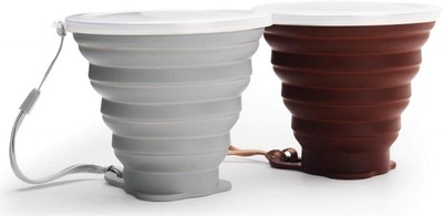 DEHUB 2x Faltbar Tasse Silikon, Versenkbare Zusammenklappbare Reisebecher, 270ml
