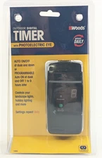Woods Outdoor Digital Timer Programmable 13660 w/ Photoelectric Eye - NEW