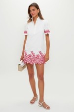 Hyacinth House White Red Floral Lace Hem Smocked Puff Sleeve Mini Dress XL NWT