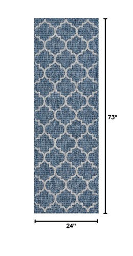 Unique Loom Outdoor Trellis Collection Area Rug (2' x 6' 1" Runner, Navy Blue... - Picture 2 of 12