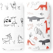 Premium Cotton Muslin Baby Swaddle 100% Soft Breathable Wrap Receiving 2 Pack