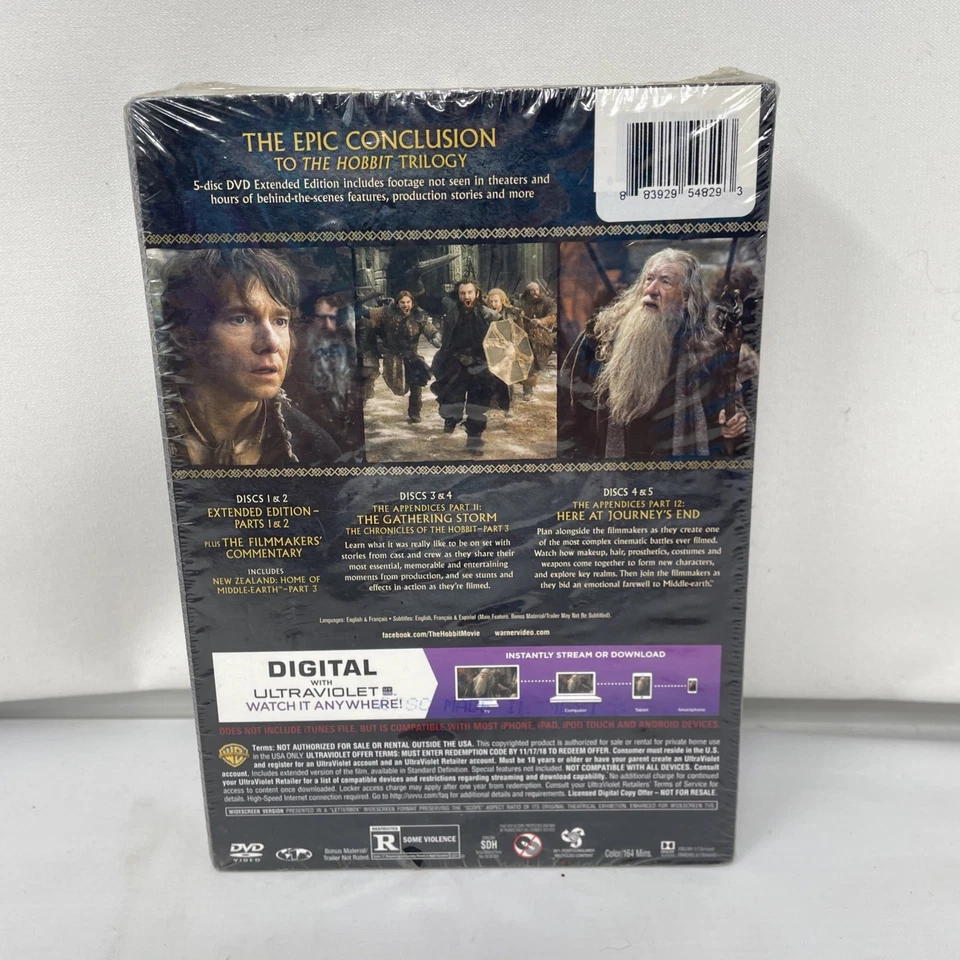 DVD The Hobbit: The Battle of the Five Armies Extended Ed 5-Disc Set NEW SEALED - Image 2 of 3