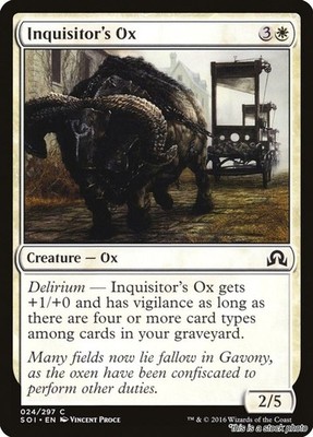MTG Inquisitor's Ox Card #24 Shadows over Innistrad LP Magic