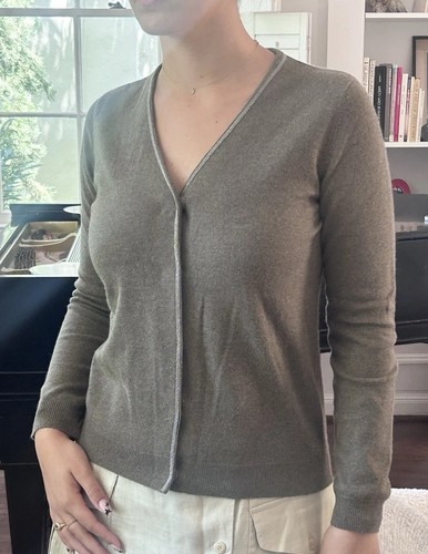 Brunello Cucinelli M 100% Cashmere Beaded Trim Cardigan Sweater Italy