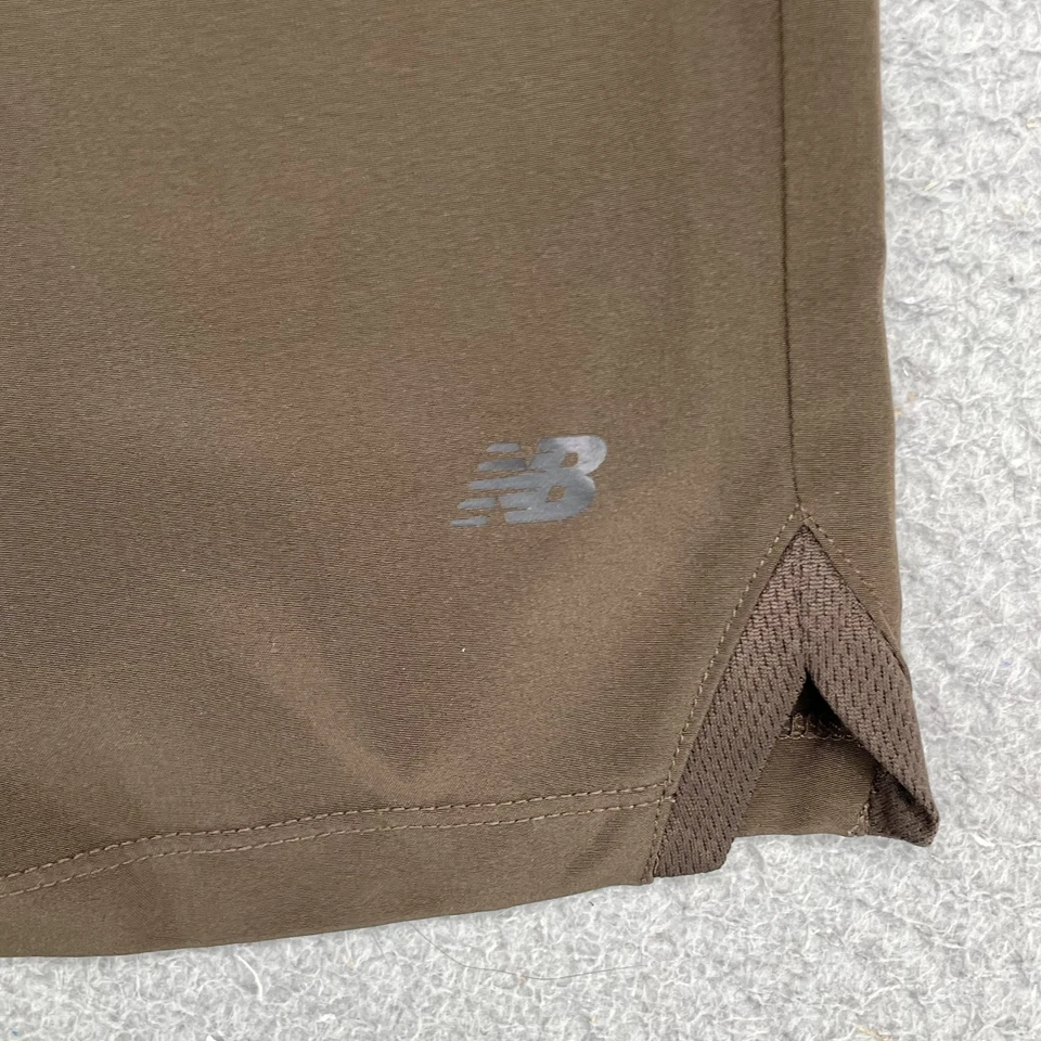 Pantalones Cortos Atléticos New Balance Juveniles Medianos Marrón Entrenamiento Ropa Deportiva Gimnasio Correr Foto 2 de 4