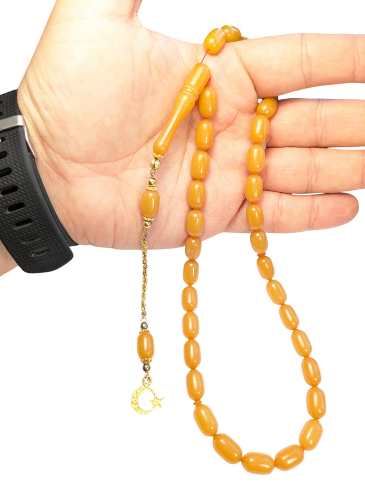 Vergoldete 925 Silber Quaste verziert Türkische Gebetsperlen, SIKMA Tesbih 635 - Bild 2 von 4