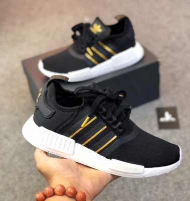 Adidas Originals NMD_R1 Black/ Gold Mettalic FW6433 Women's Running Shoes SZ 8.5