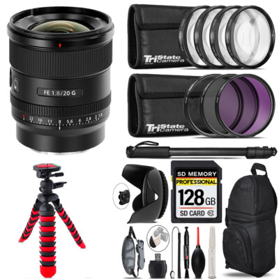 Sony FE 20mm f/1.8 G Lens +7 Piece Filter & More - 128GB Accessory Kit