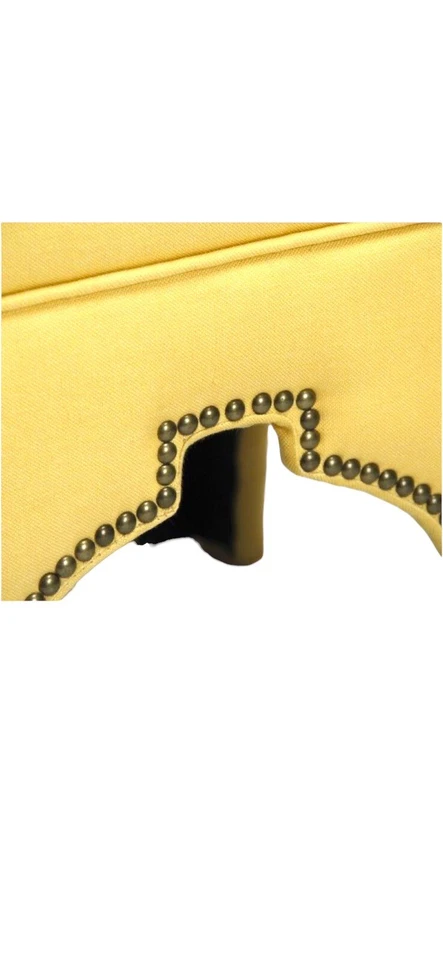 Ottoman Moroccan Cut with Brass Nailhead Trim Designer Furniture Decor Gift - Image 3 of 4