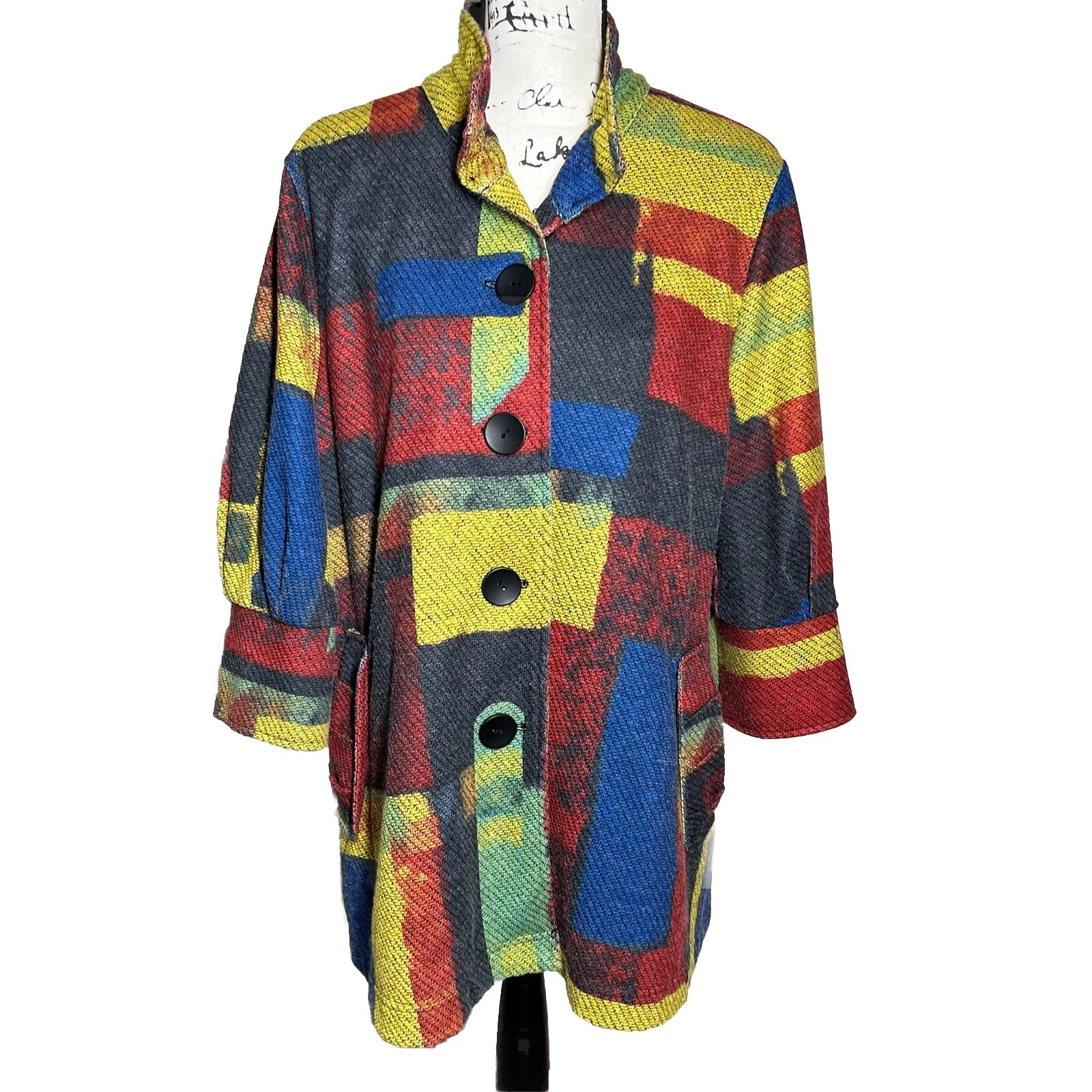 VETEMENTS Giacca blazer geometrica ALI MILES GRANDE SWING MANICA 3 4 Lagenlook tunica artistica