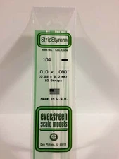 Evergreen Scale Models Styrene Strip .010in Thick 14in Long; pkg(10) x. 080i 104