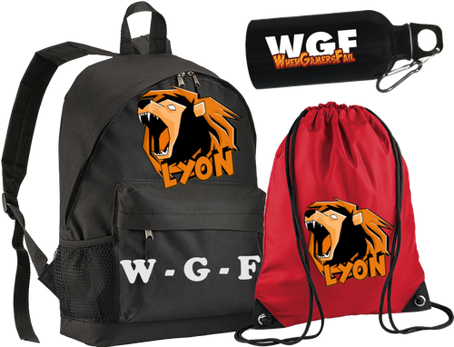 Lyon Wgf Zaino asilo scuola + Borraccia + Sacca sportiva Gamers merch KIT |  eBay