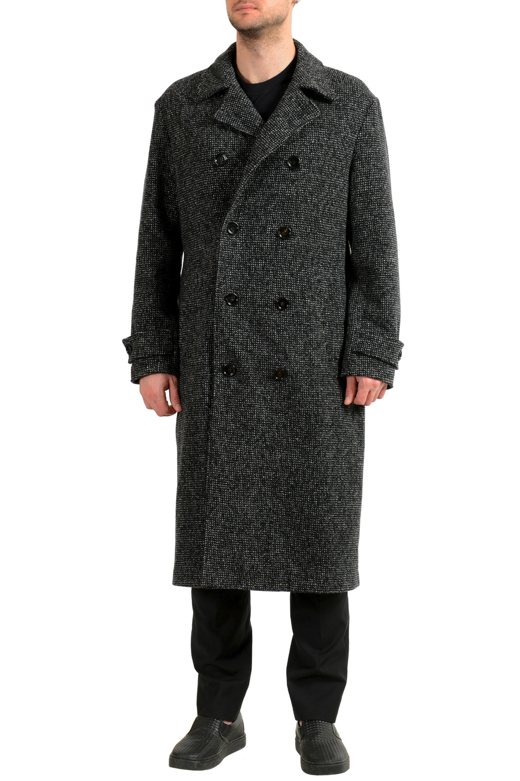 Мужское двубортное пальто из многоцветной шерсти Godeon от Hugo Boss US S IT 48 72390₽