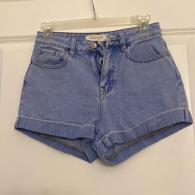 PACSUN Light Wash Blue Denim Jean Mom Shorts - Size 24