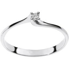 Anello solitario oro bianco18kt diamante naturale brillante Anello Fidanzamento