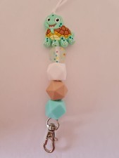 Green turtle silicone bead lanyard / Id holder / badge holder