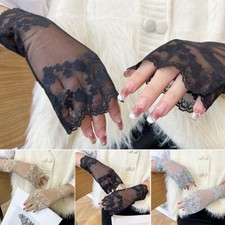 Women Short Lace Gloves Fingerless Lace Gloves Wedding Party Bridal Wrist Gloves