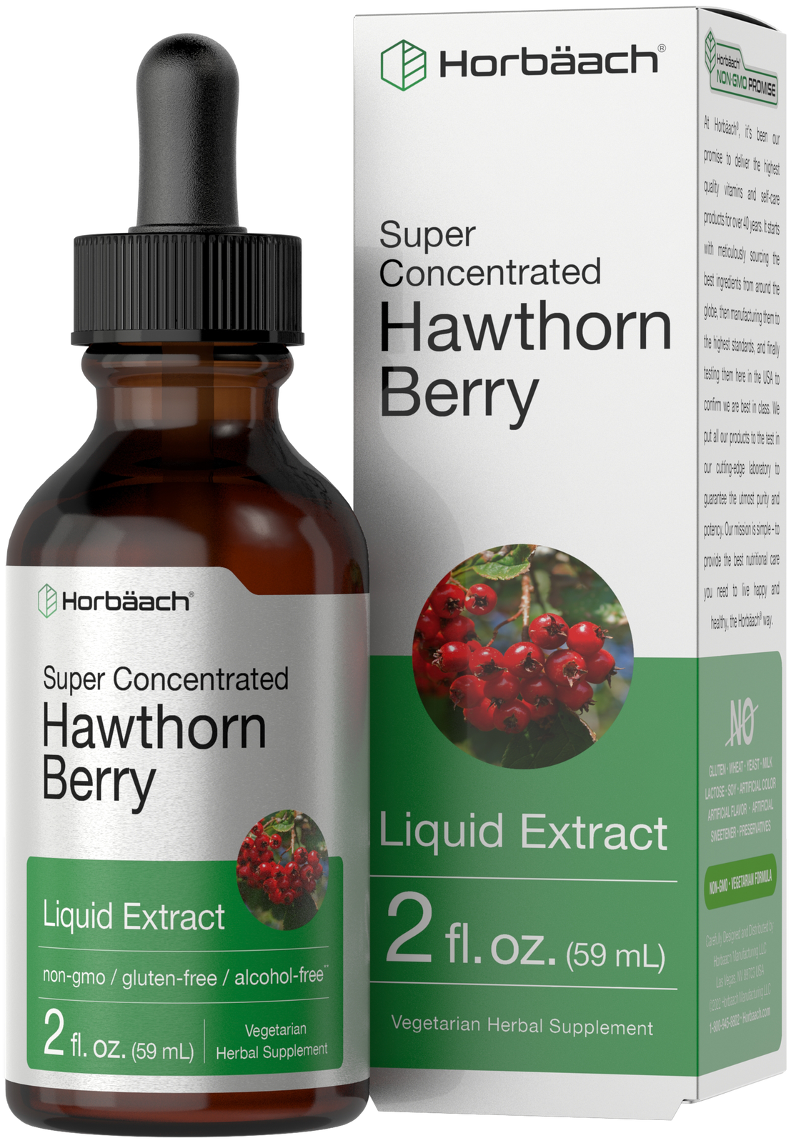 Hawthorn Berry Liquid Extract | 2 fl oz | Alcohol Free, Vegetarian | by ...